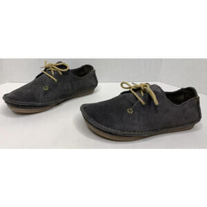 Clarks Women's Janey Mae Oxford SZ 6.5M Gray Leather Lace Up Shoes P73